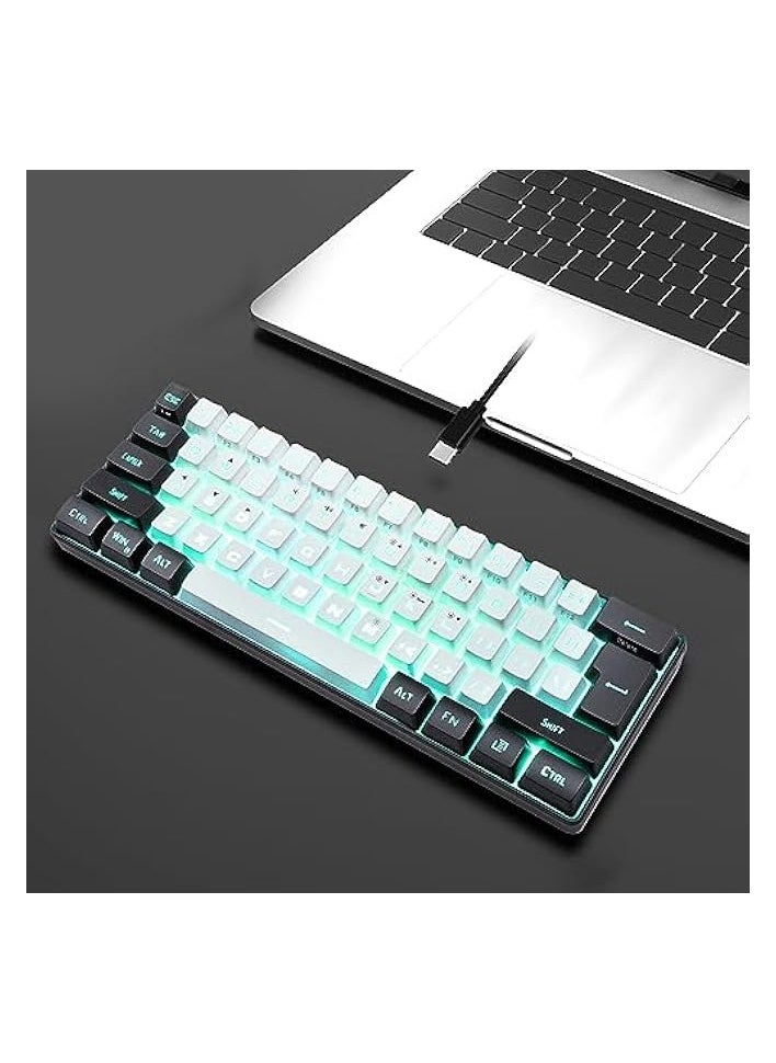 Wired Gaming Keyboard, RGB LED Backlit Gaming Keyboard, 61 Keys Mini Mechanical Feel Keyboard, Plug and Play, Compact Ergonomic Keyboard for Windows, OS X, Laptop, PC, Gamer