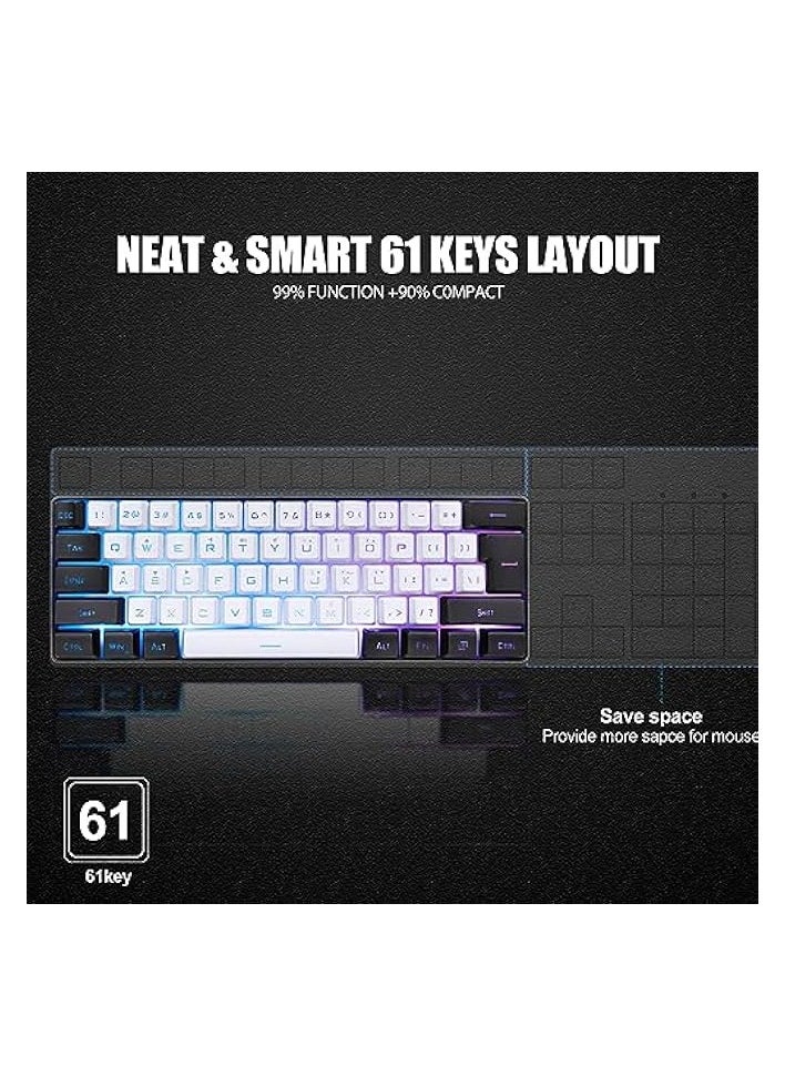 Wired Gaming Keyboard, RGB LED Backlit Gaming Keyboard, 61 Keys Mini Mechanical Feel Keyboard, Plug and Play, Compact Ergonomic Keyboard for Windows, OS X, Laptop, PC, Gamer