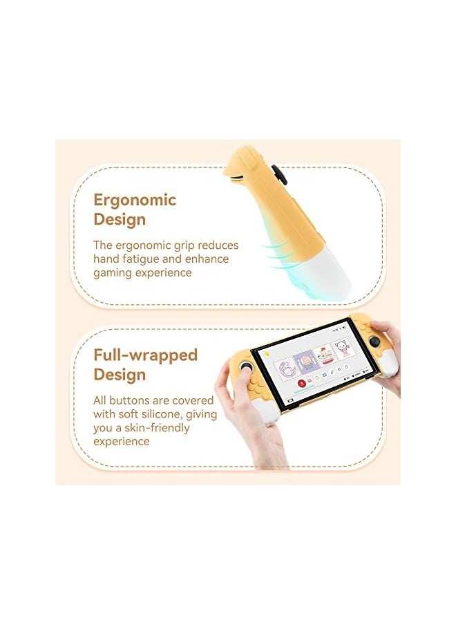 Cute Cat Paw Ergonomic Protective Case Cover Compatible with Nintendo Switch OLED Console and Joy Con, Shock-Absorption and Anti-Scratch Slim Cover Skin for Switch OLED Model