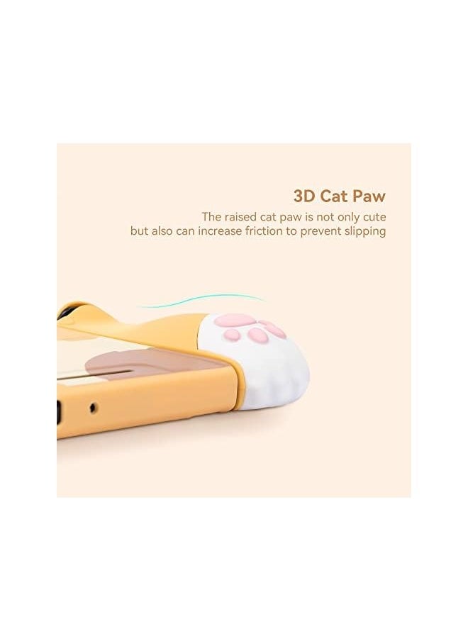 Cute Cat Paw Ergonomic Protective Case Cover Compatible with Nintendo Switch OLED Console and Joy Con, Shock-Absorption and Anti-Scratch Slim Cover Skin for Switch OLED Model