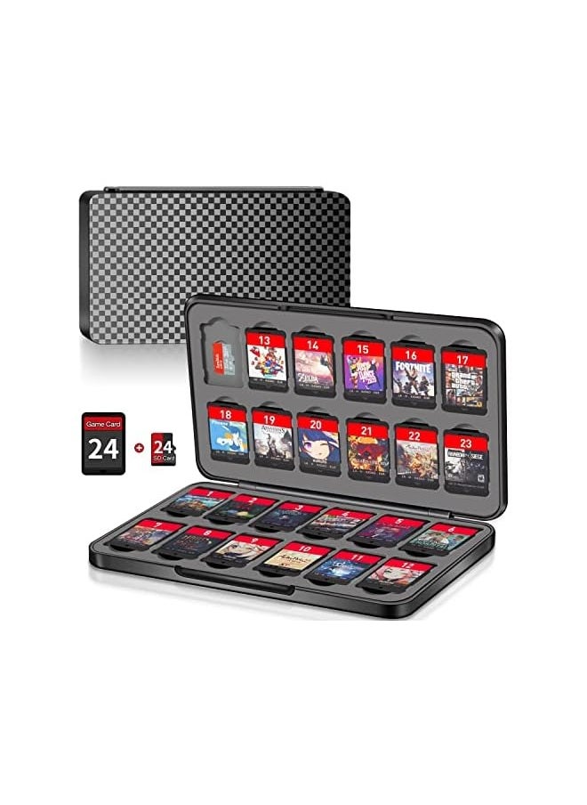 Excefore Game Card Case for Nintendo Switch & Switch OLED with 24 Cartridge Slots and 24 Micro SD Card Storage, Slim Portable Game Organizer Traveler Gift Accessories with Magnetic Closure