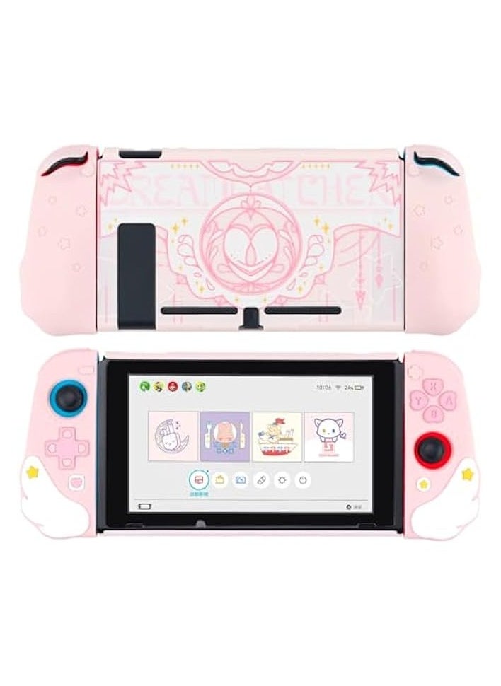 Cute Case Compatible with Nintendo Switch Console and Joy Con- Shock-Absorption and Anti-Scratch Slim Cover Case with Ergonomic Design for Switch - Star Wings (Pink)