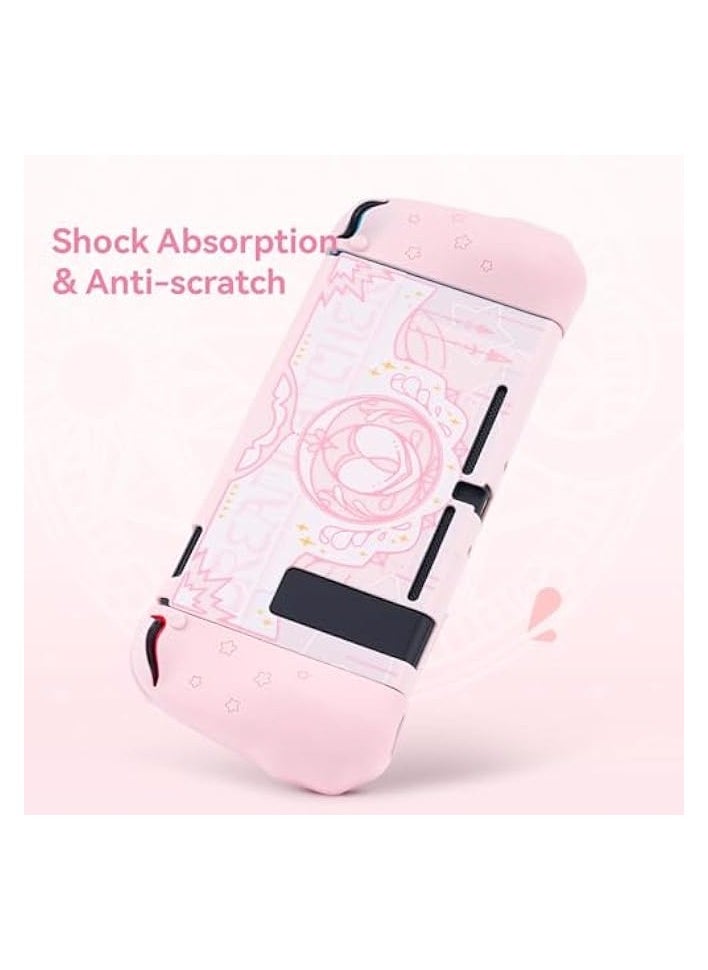 Cute Case Compatible with Nintendo Switch Console and Joy Con- Shock-Absorption and Anti-Scratch Slim Cover Case with Ergonomic Design for Switch - Star Wings (Pink)