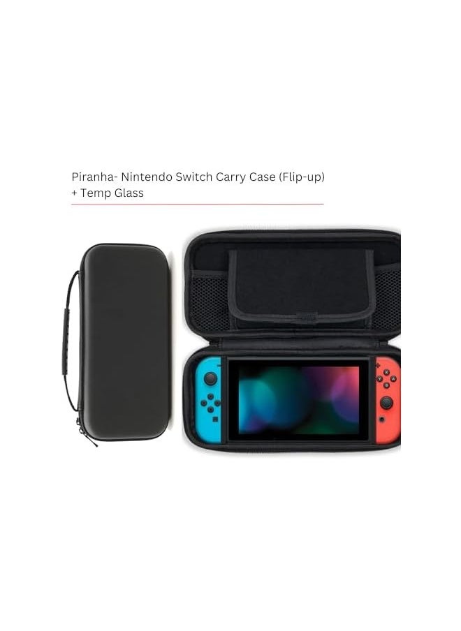 Nintendo Switch/Switch OLED Combo Carry Case & Tempered Glass for Switch OLED - 8 Game Cartridges Protective Hard Shell Travel Carrying Case Pouch for Nintendo Switch Console & Accessories, Black