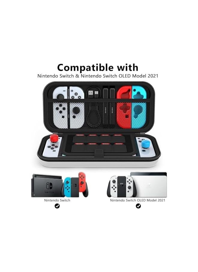 Nintendo Switch Carrying Case Shockproof & Waterproof Hard Shell Nintendo Switch Travel Case for Console Joy-Cons Game Cards Cables etc Fit for Nintendo Switch/OLED/Lite Accessories Black Unisex,Black