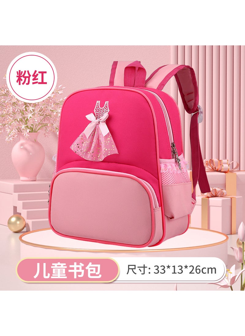 New Girls Elementary Backpack Lightweight Red and pink style