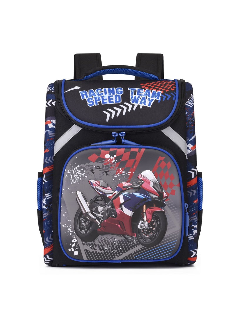 1 x 5 pcs Kids Space Backpack 3D Hard-Shell Large Capacity Motorcycle