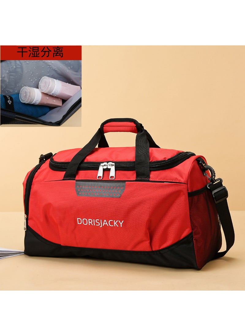 1 x 5 pcs Travel Duffle Waterproof Large Capacity Sports Bag Red wet and dry separation