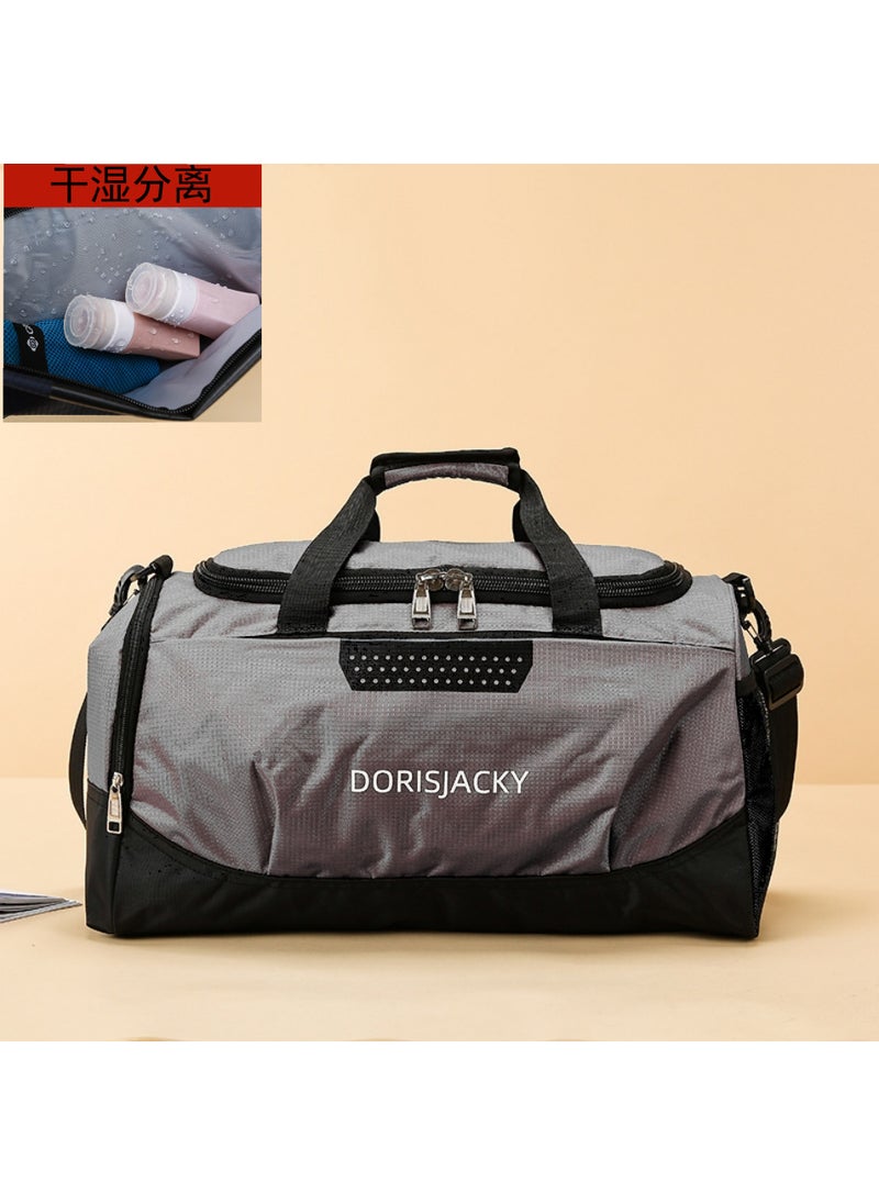 1 x 5 pcs Travel Duffle Waterproof Large Capacity Sports Bag Gray wet and dry separation