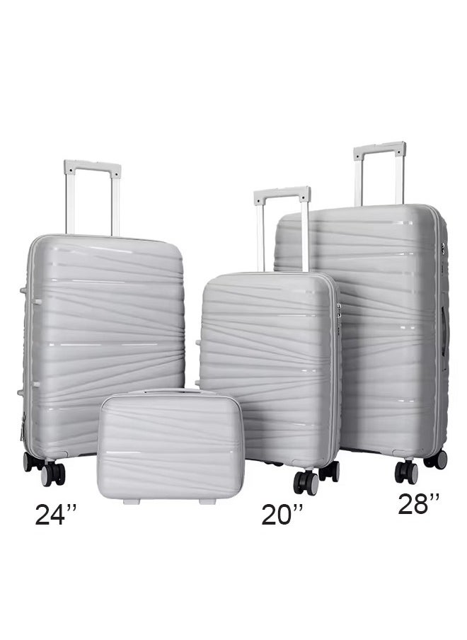 3 Pieces PP Hardside 360 Degree Spinner Wheels Trolley Luggage Set With TSA Lock 20/24/28 Inch and Lightweight Box