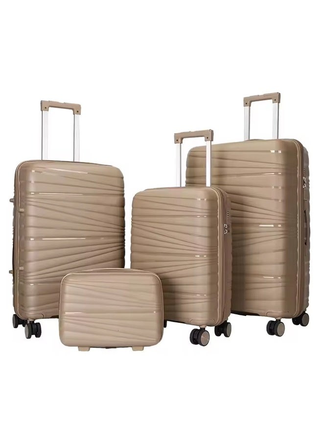 3 Pieces PP Hardside 360 Degree Spinner Wheels Trolley Luggage Set With TSA Lock 20/24/28 Inch and Lightweight Box