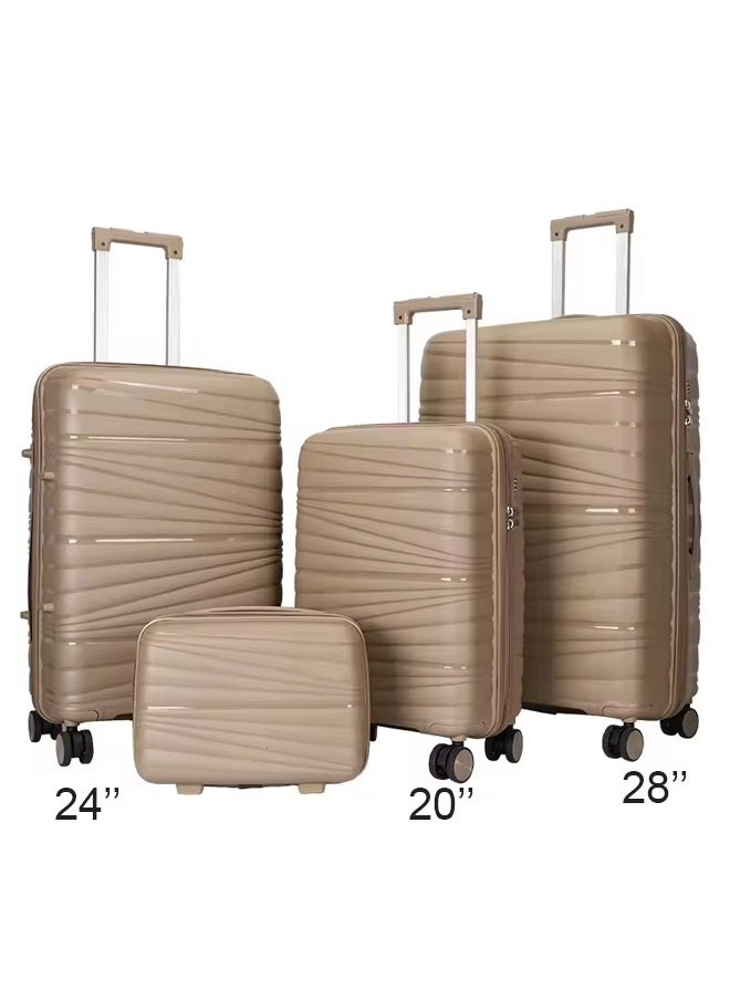 3 Pieces PP Hardside 360 Degree Spinner Wheels Trolley Luggage Set With TSA Lock 20/24/28 Inch and Lightweight Box