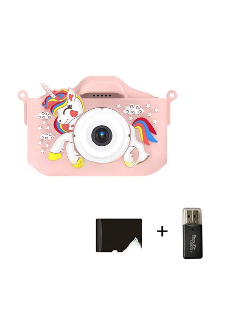 Cute 96MP Kids Digital Camera Mini Photography X10S pink unicorn 32G (send card reader)