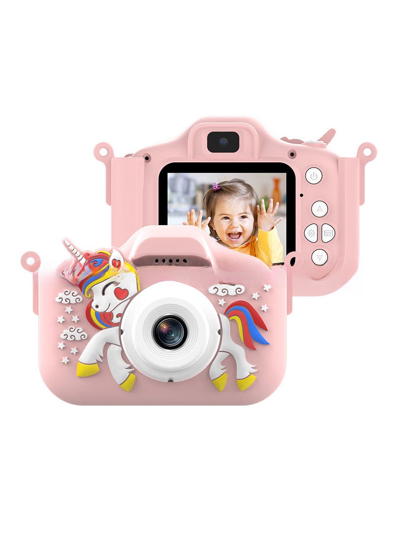 Cute 96MP Kids Digital Camera Mini Photography X10S Pink Unicorn