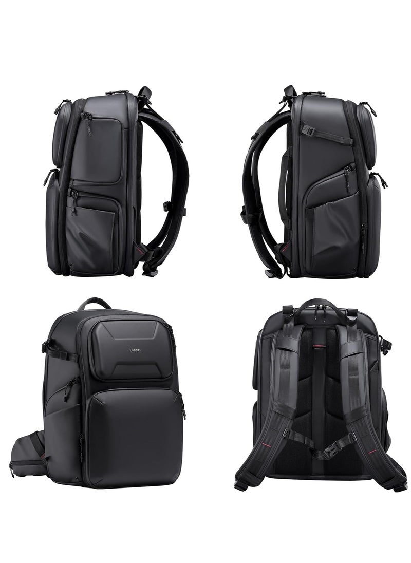 Ulanzi BP10 Hardshell Camera Backpack 25 to 35L | Holds 2 Cameras + 6 lenses | 47x22x33cm 2.6 Kg | Dual Side Quick Access | Comfortable Back Panel | Anti-Theft | Waterproof | 25L Expandable to 35L