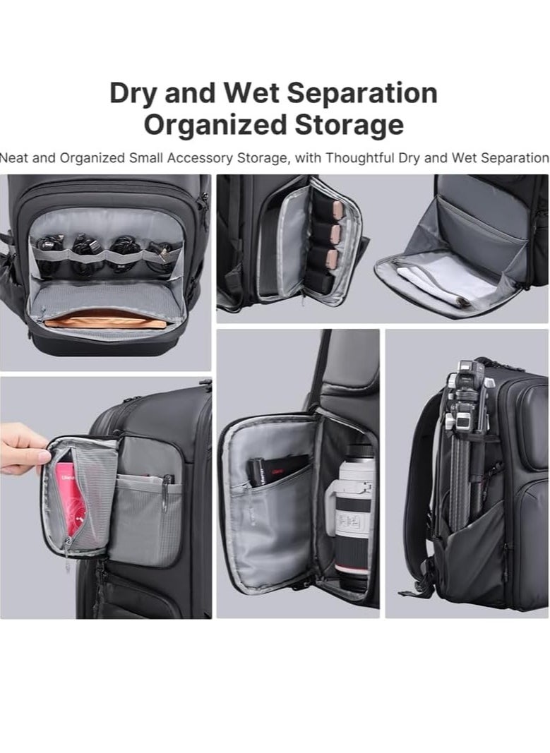 Ulanzi BP10 Hardshell Camera Backpack 25 to 35L | Holds 2 Cameras + 6 lenses | 47x22x33cm 2.6 Kg | Dual Side Quick Access | Comfortable Back Panel | Anti-Theft | Waterproof | 25L Expandable to 35L