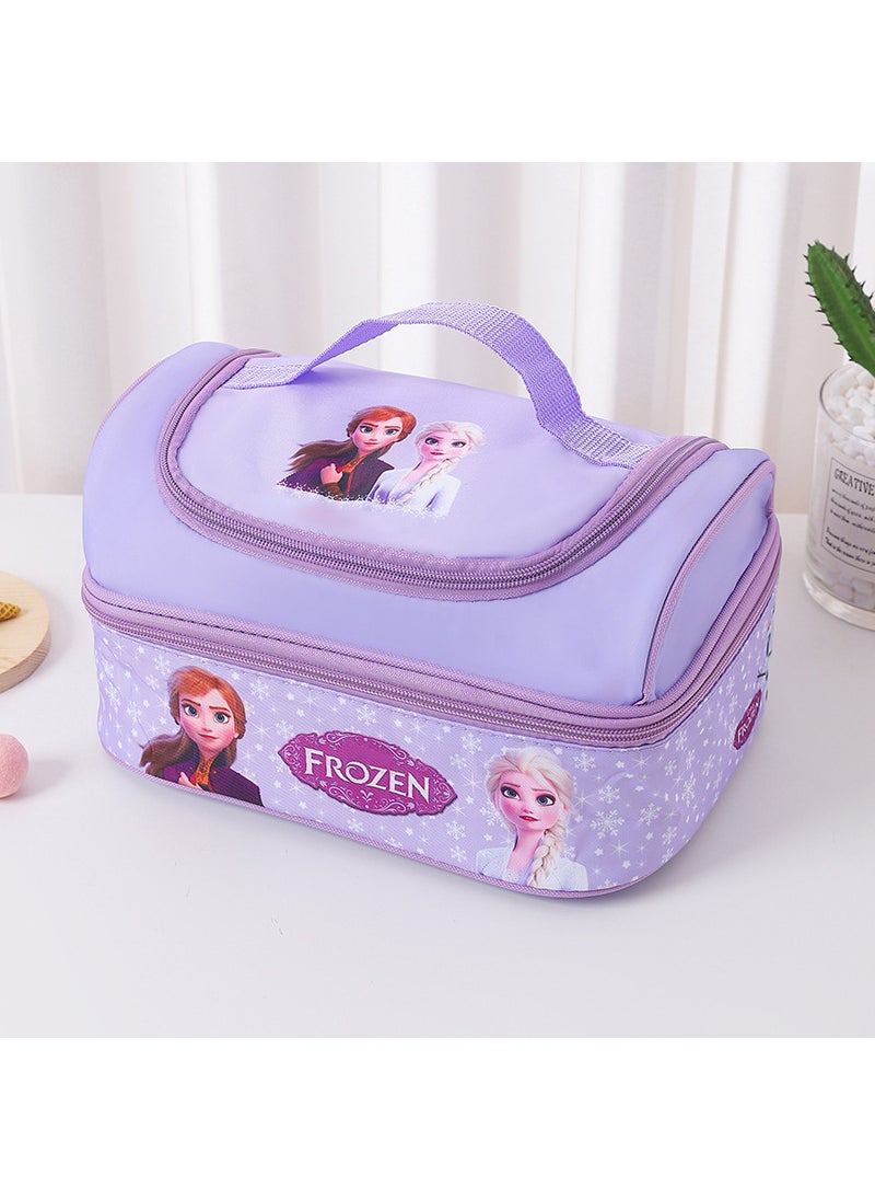 1 x 5 pcs Cute Cartoon Insulated Lunch Bag 17 purple snow and ice