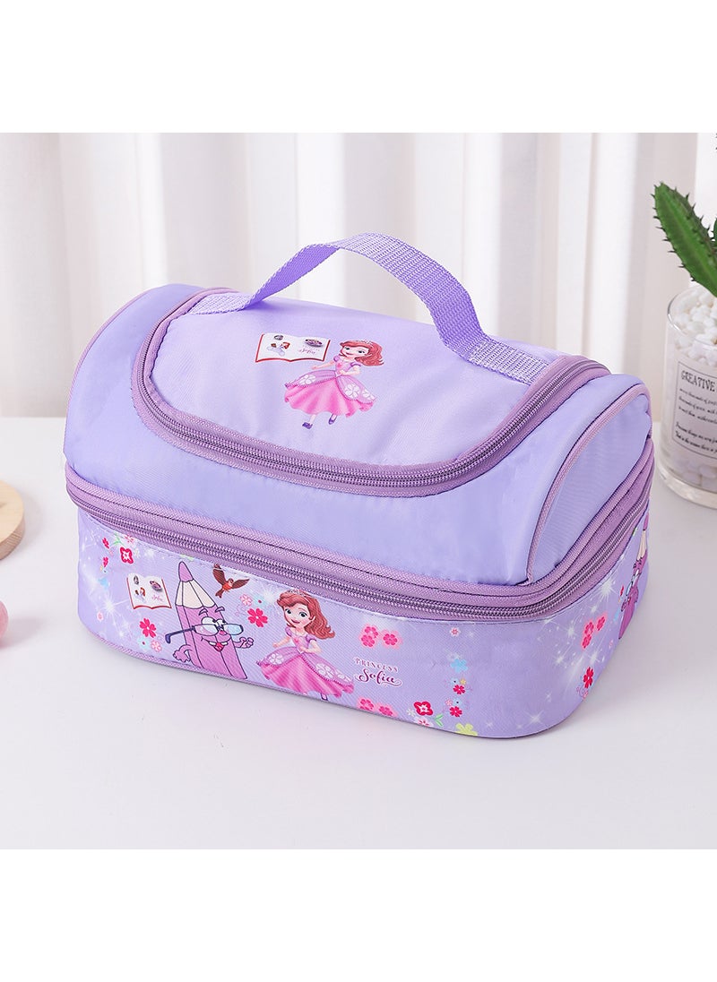 1 x 5 pcs Cute Cartoon Insulated Lunch Bag No. 16 little purple princess