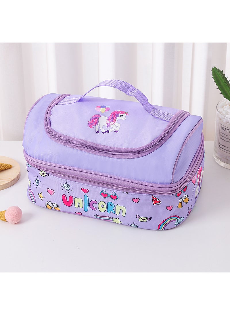 1 x 5 pcs Cute Cartoon Insulated Lunch Bag Purple Pony No. 18