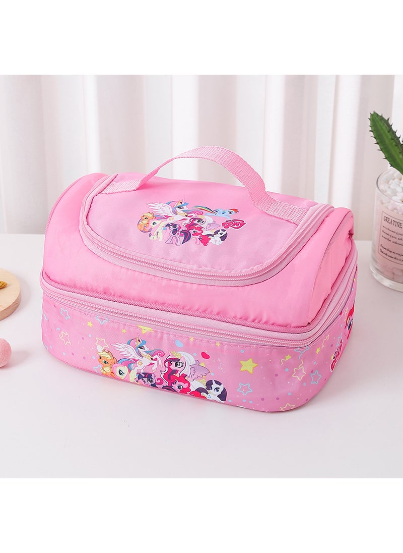 1 x 5 pcs Cute Cartoon Insulated Lunch Bag Rainbow Pony No. 1