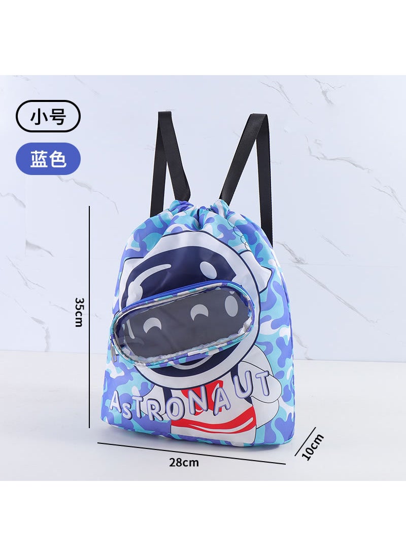 Cute Cartoon Beach Backpack for Kids with Wet-Dry Separation and Waterproof Storage Blue small size