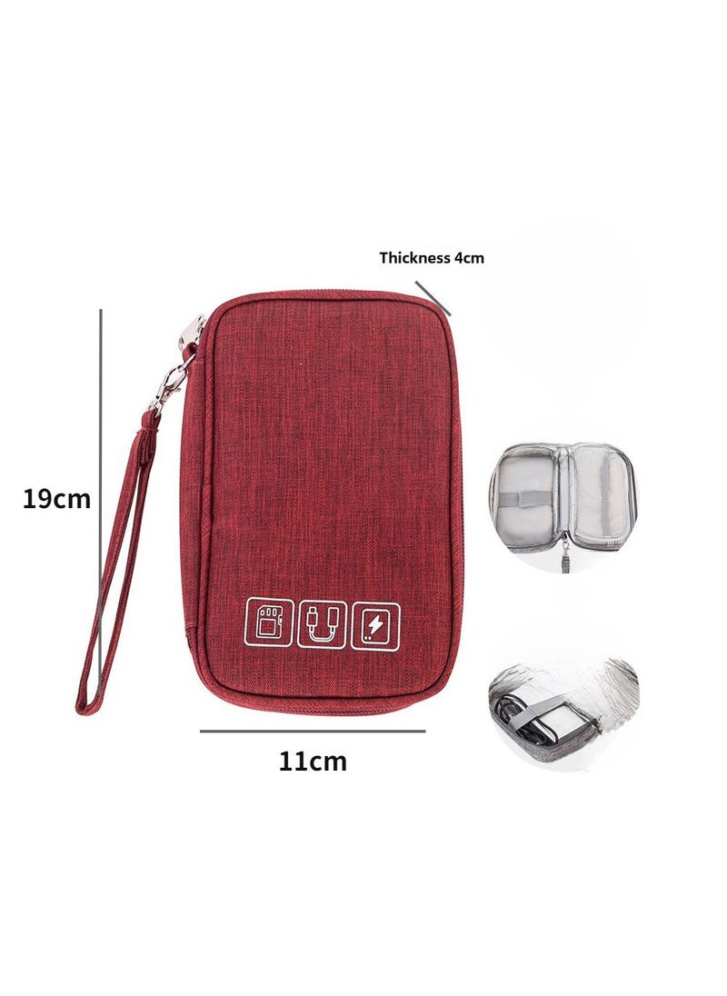 Multi-Function Travel Digital Organizer Pouch Small wine red