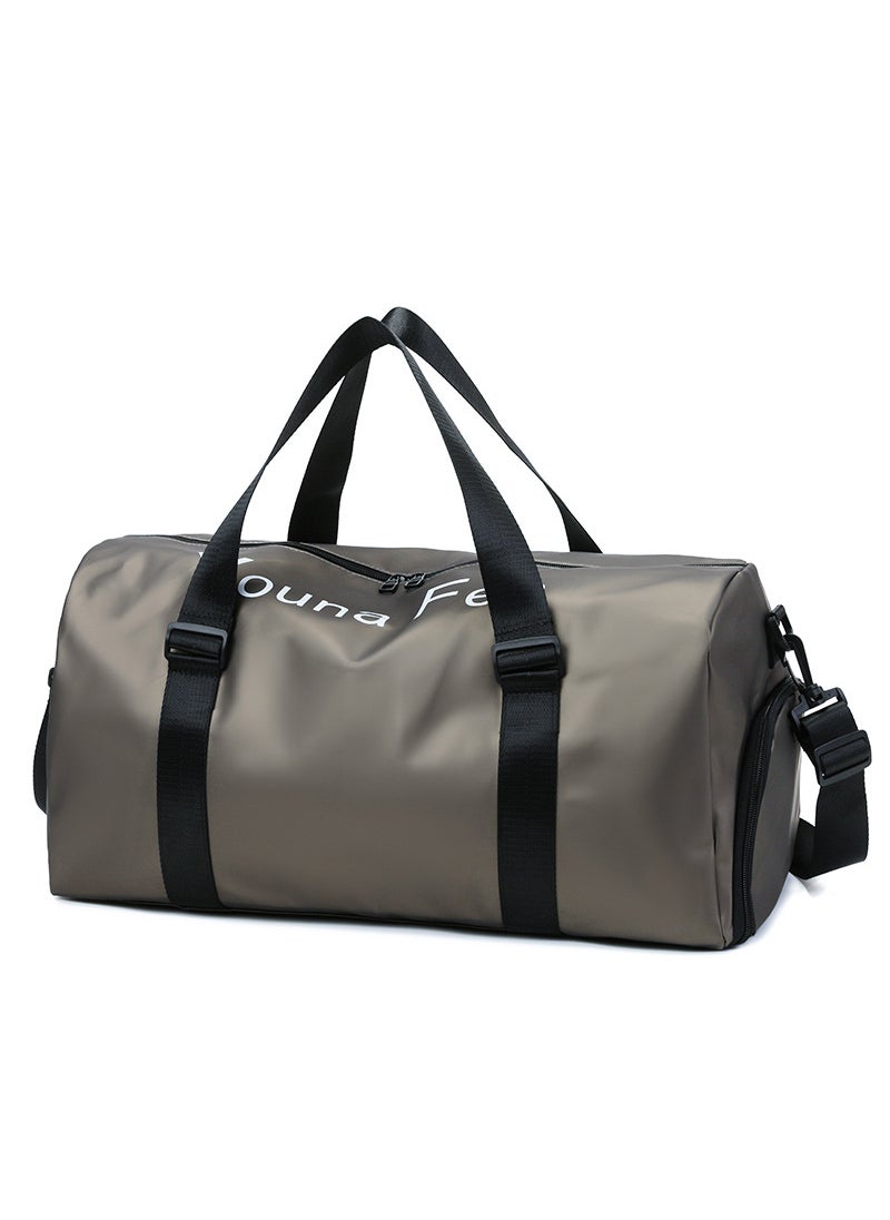 New Gym Bag Clothes Storage Bag Duffel Bag Waterproof Short-distance Luggage Bag Shoulder Bag Portable Short-distance Travel Bag Champagne color