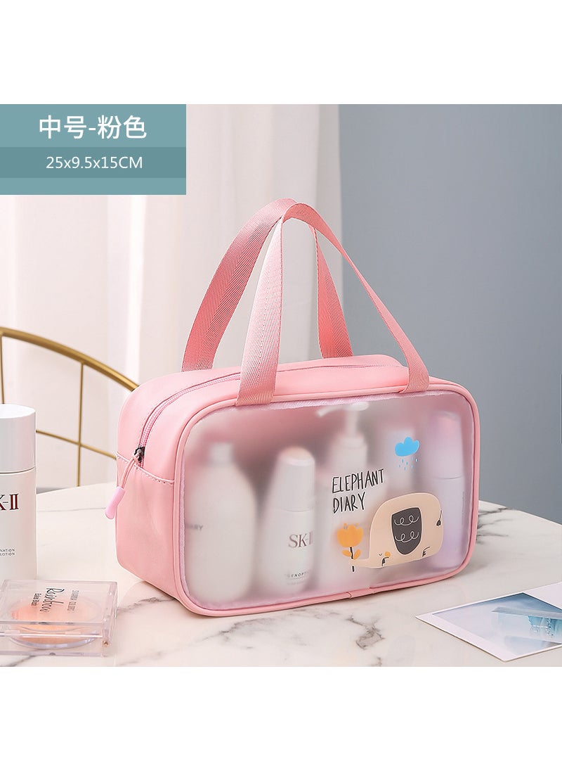 Matte Cartoon Makeup Bag PVC Waterproof Travel Pouch Pink medium