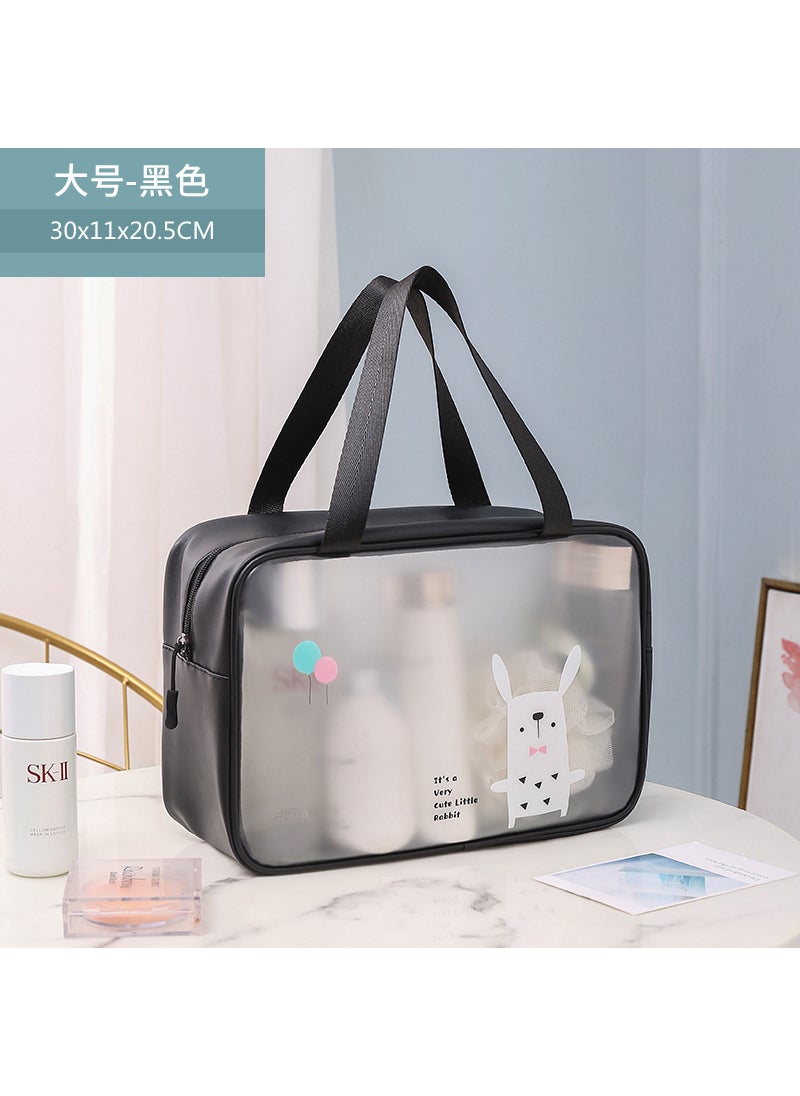 Matte Cartoon Makeup Bag PVC Waterproof Travel Pouch Black large