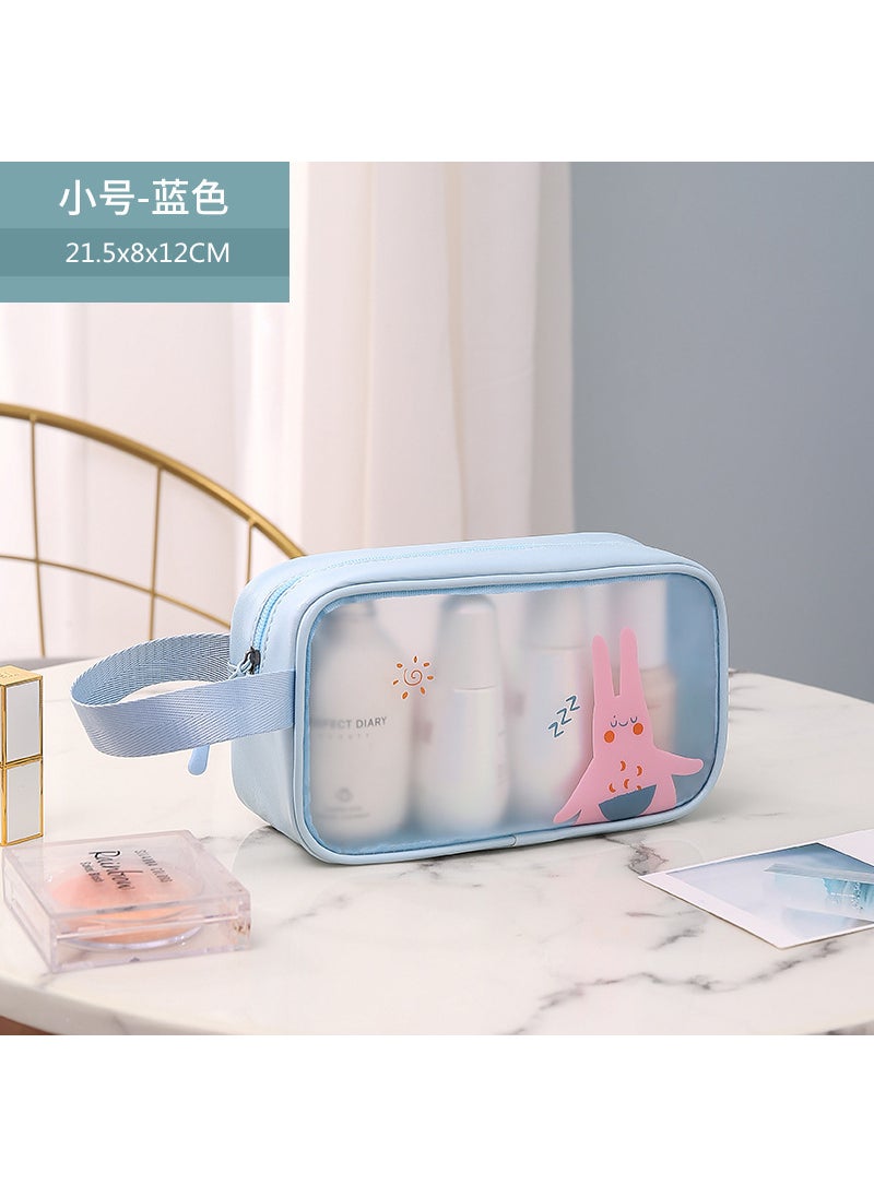 Matte Cartoon Makeup Bag PVC Waterproof Travel Pouch Blue small size