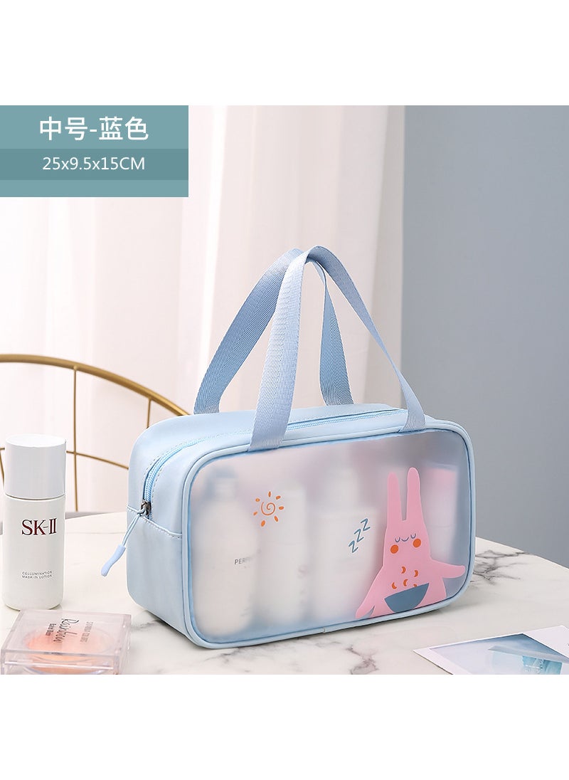 Matte Cartoon Makeup Bag PVC Waterproof Travel Pouch Blue medium