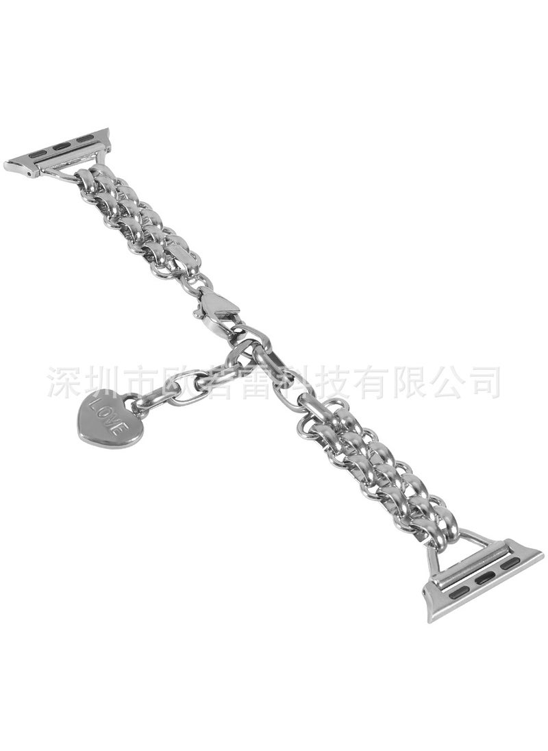 1 x 5 pcs Zinc Alloy Love Pendant Chain for Apple Watch Silver [38/40/41/42(s10)mm]