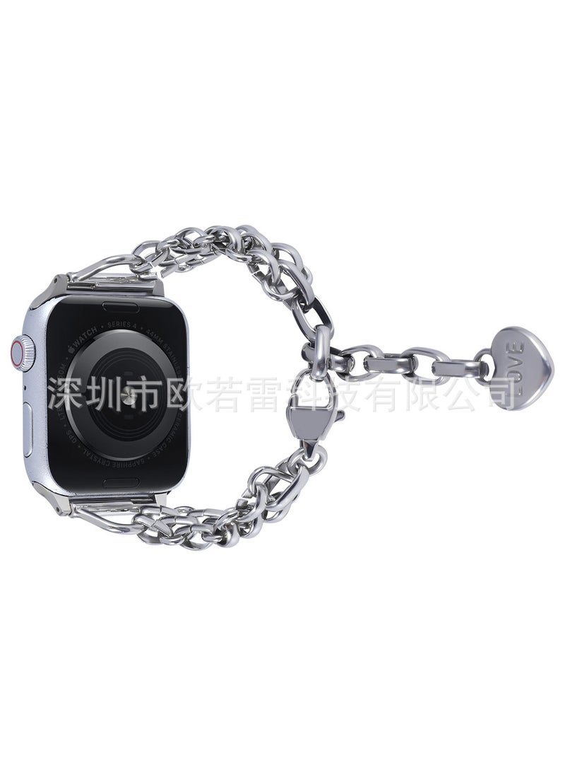 1 x 5 pcs Zinc Alloy Love Pendant Chain for Apple Watch Silver [42/44/45/46/49mm]