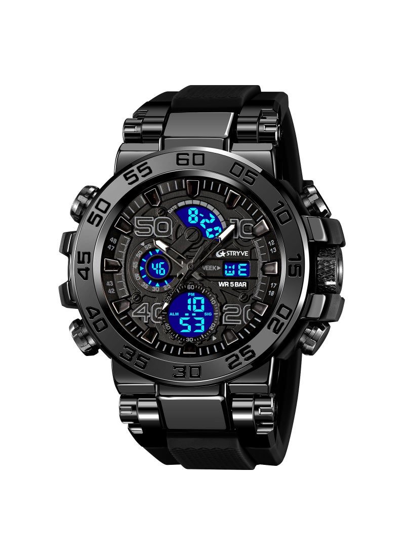 A generation of STRYVE S8030 new sports series luminous electronic 5 degree waterproof mens watch black