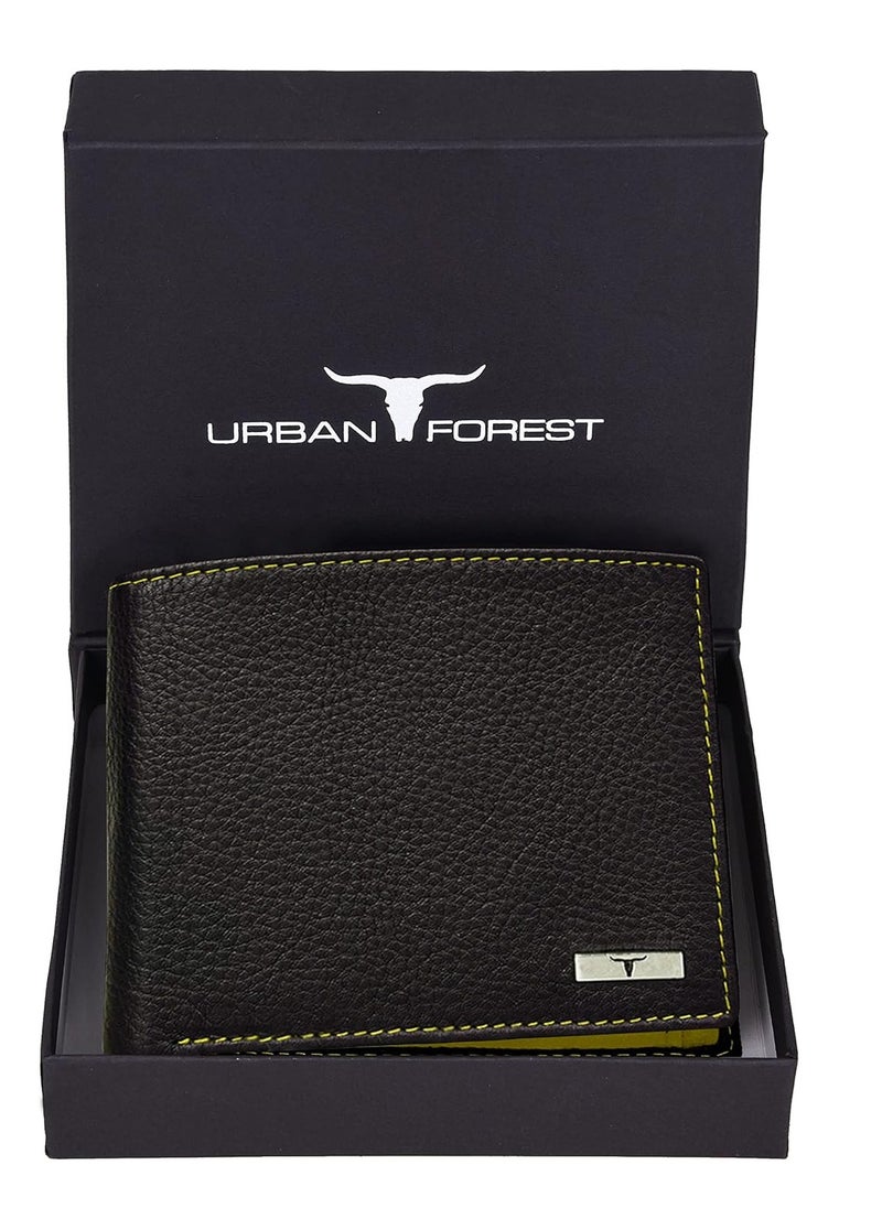 URBAN FOREST Kyle Black/Yellow Leather Wallet for Men