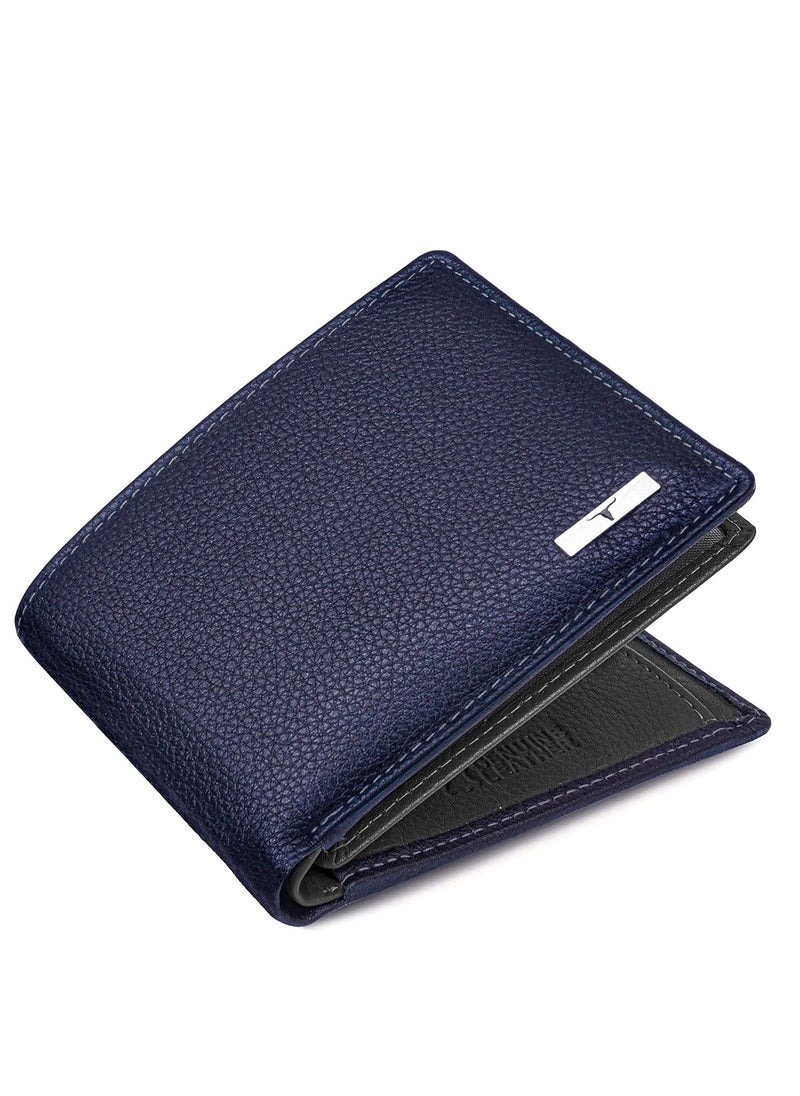 URBAN FOREST Kyle Blue/Grey Leather Wallet for Men