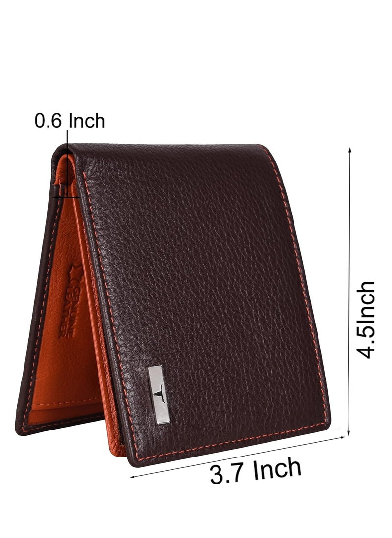 URBAN FOREST Kyle Brown/Orange Leather Wallet for Men