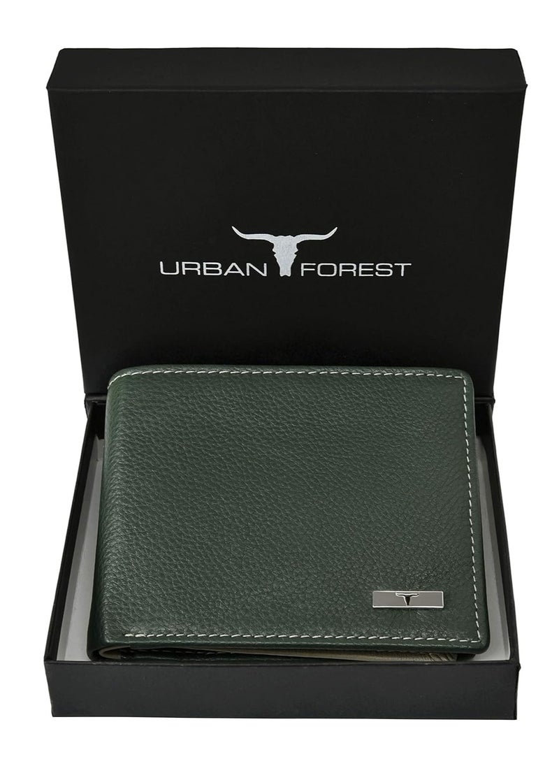 URBAN FOREST Kyle Green/Grey Leather Wallet for Men