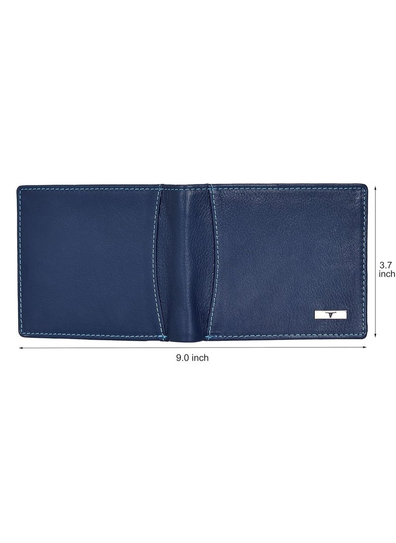 URBAN FOREST Oliver Blue Leather Wallet for Men, 6 Card Slot