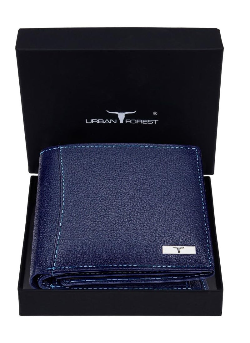 URBAN FOREST Oliver Blue Leather Wallet for Men, 6 Card Slot