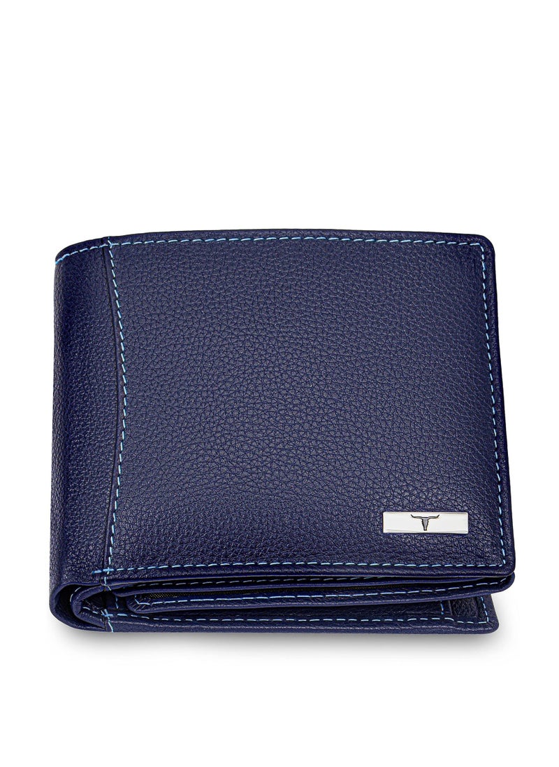 URBAN FOREST Oliver Blue Leather Wallet for Men, 6 Card Slot