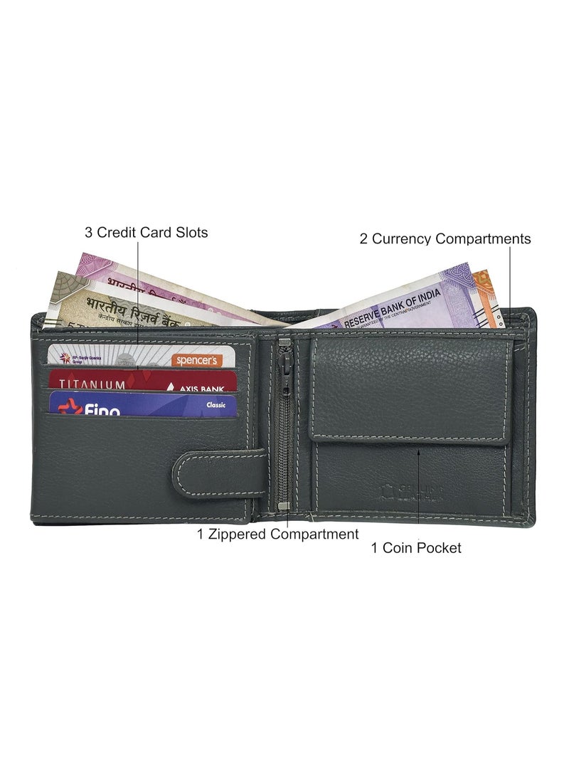 URBAN FOREST Oliver Grey Leather Wallet for Men