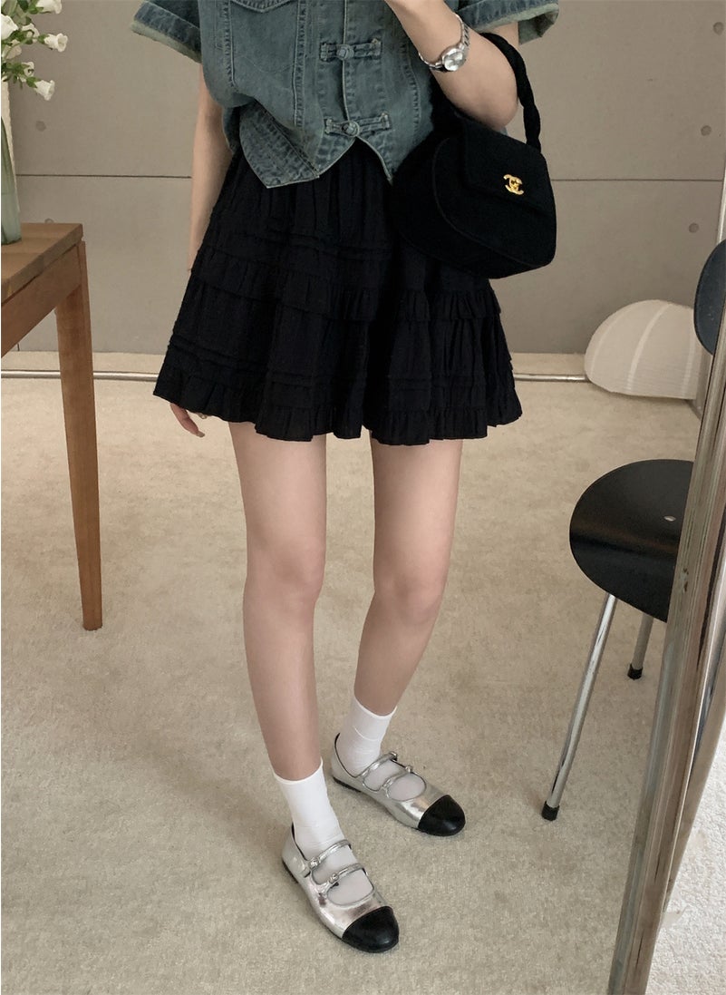 2024 Chic White Ballet Skirt High Waist Slimming Fashion Black