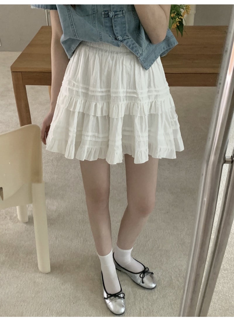 2024 Chic White Ballet Skirt High Waist Slimming Fashion White