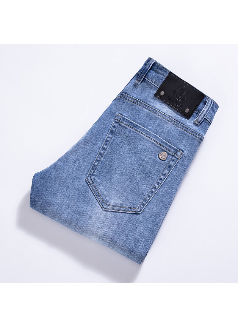 Chic Monkey Light Blue Mens Jeans Elastic Straight-Leg Figure Color