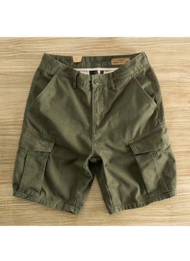 Summer Casual Cargo Shorts Mens Retro Loose Fashion Mid-Length Pants Grey