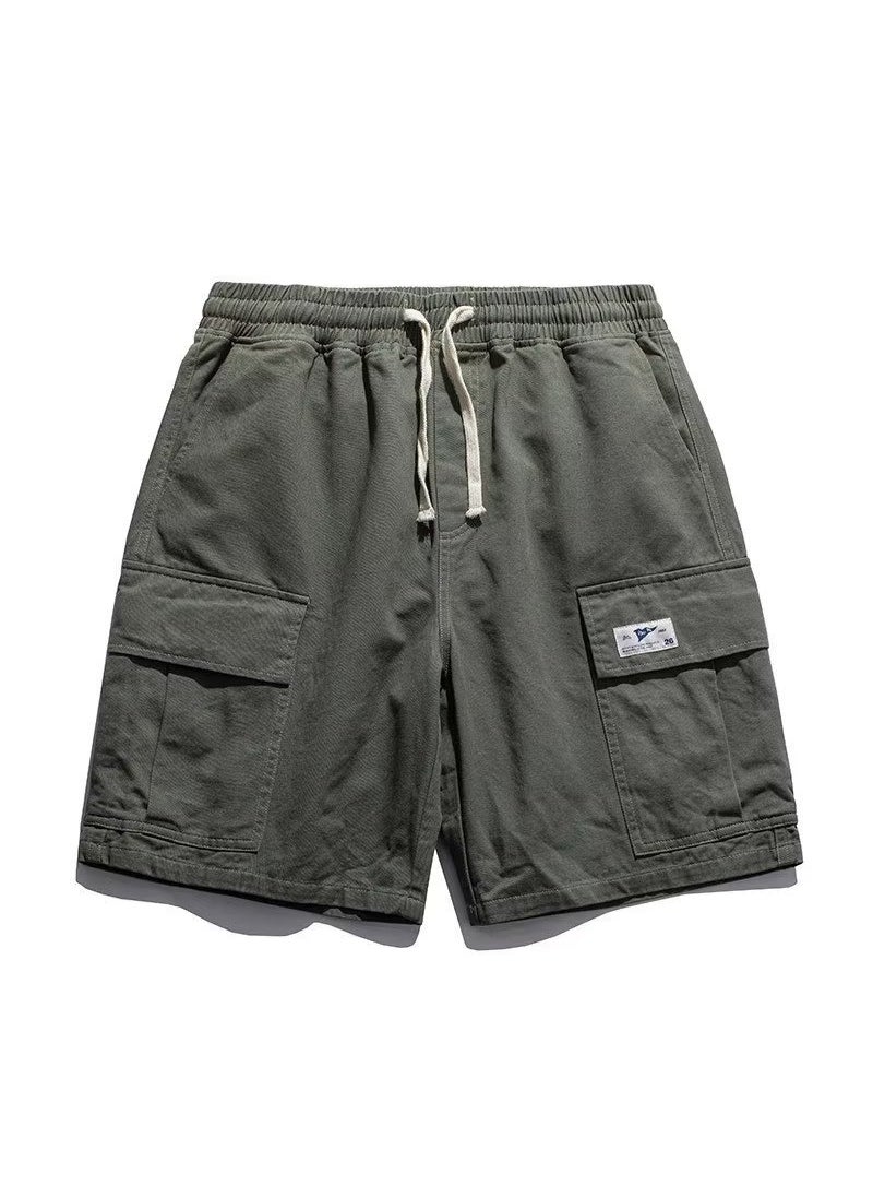 Summer Loose Cargo Shorts Mens Multi-Pocket Green