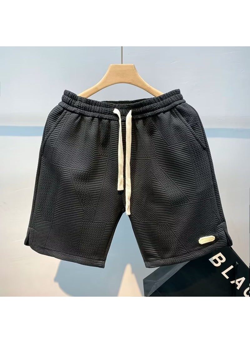 Mens Casual Summer Wavy Shorts Loose Fashion black