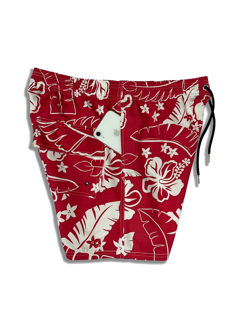 Quick-Dry Casual Mens Shorts for Beach Red