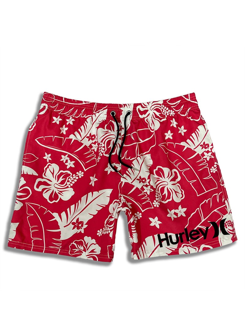 Quick-Dry Casual Mens Shorts for Beach Red